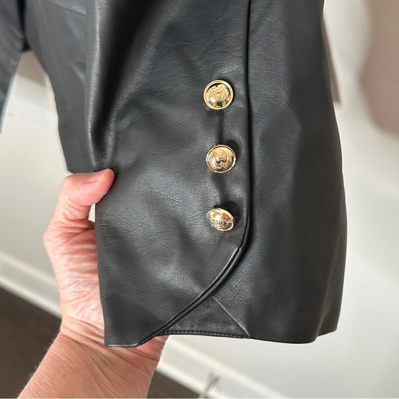 City Chic Black Faux Leather Royalty Double Breasted Blazer Size XL 22 NWT Edgy - Picture 11 of 13